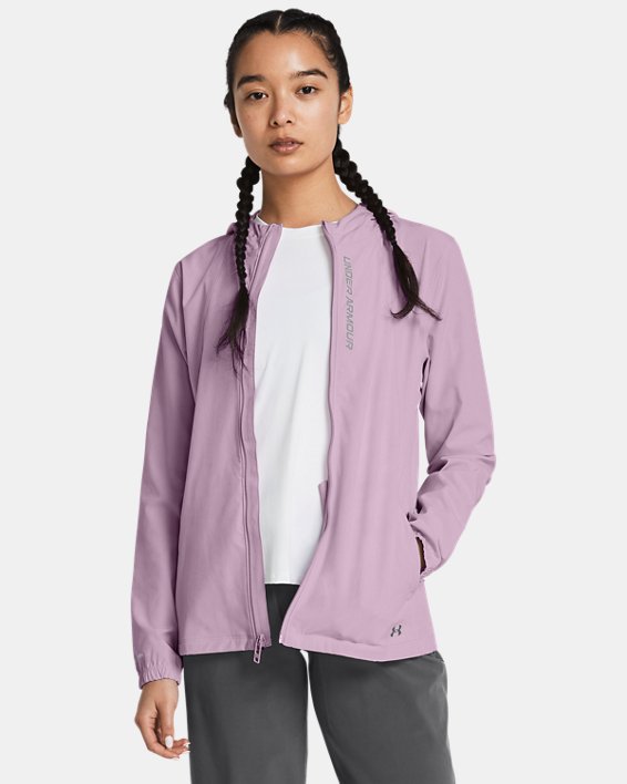 Women's UA OutRun The Storm Jacket in Purple image number 0